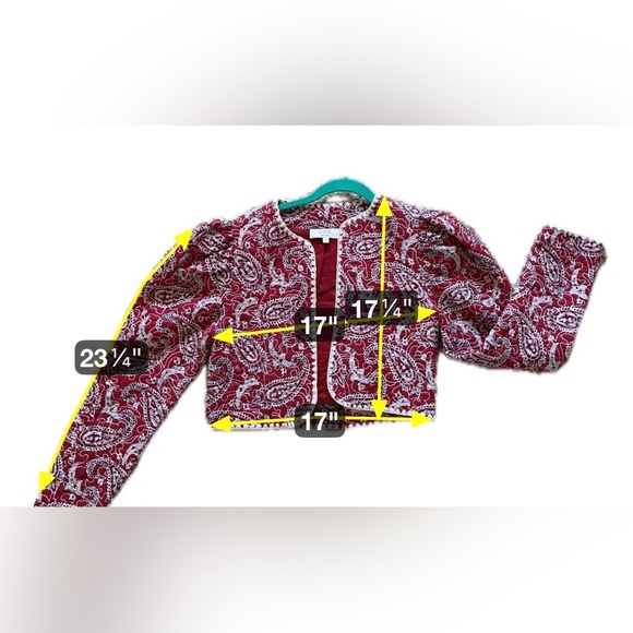 Sea New York Red Paisley Quilted Look Cropped Jacket Artsy Whimsical Chic Small - Picture 6 of 8